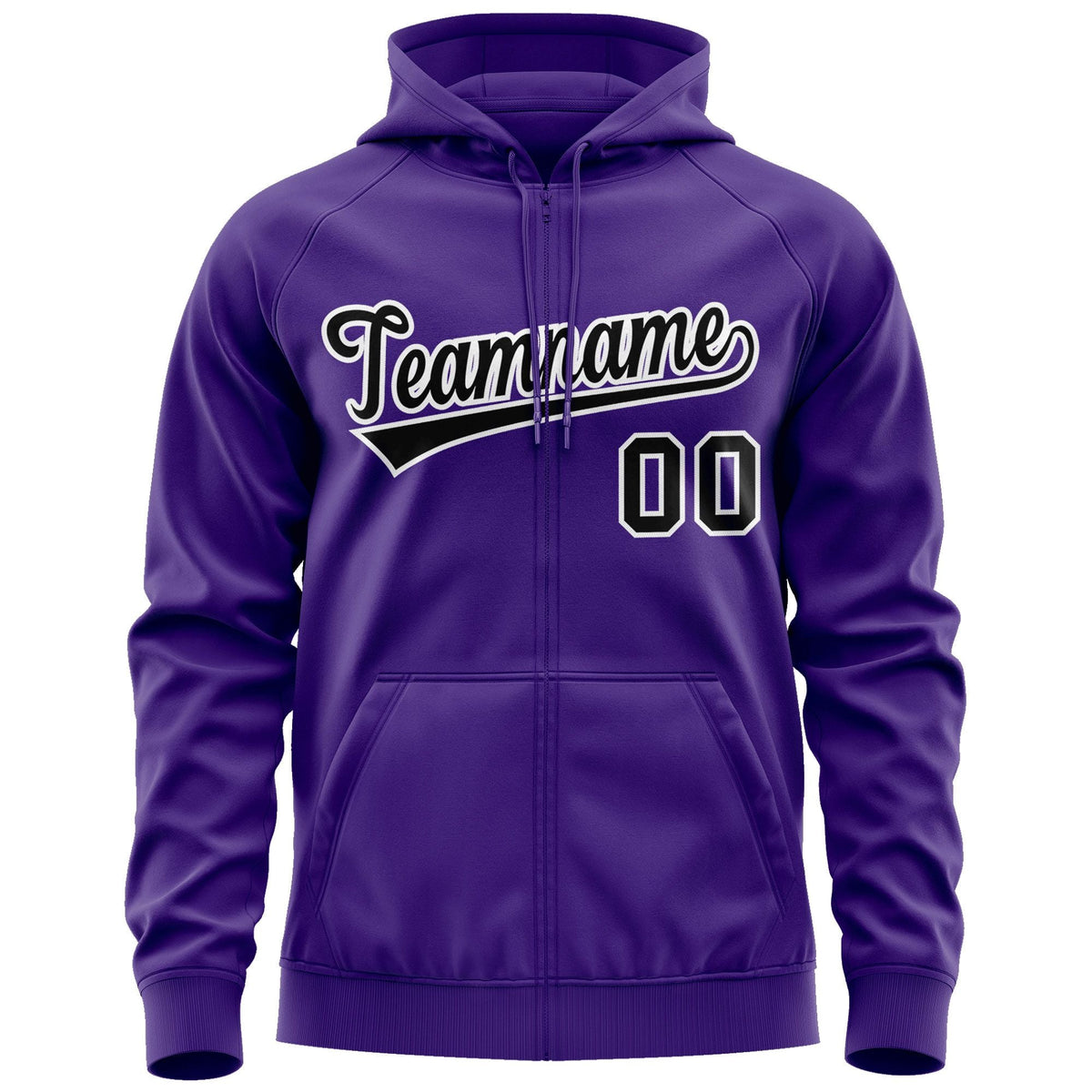 Custom Stitched Purple Black-White Sports Full-Zip Sweatshirt Hoodie| KXKSHOP