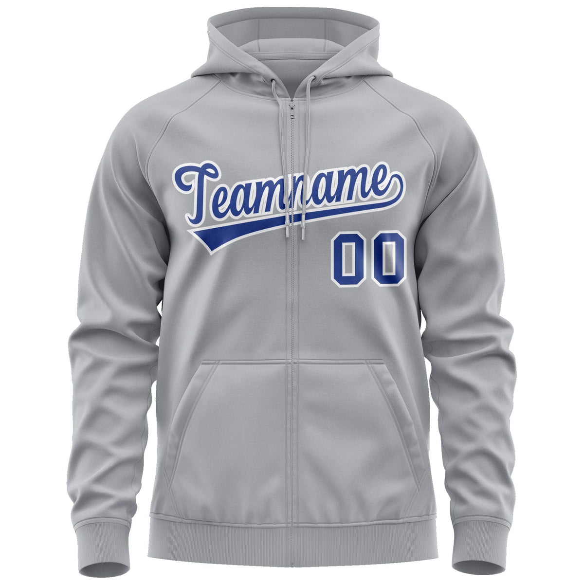 Custom Stitched Gray Royal-White Sports Full-Zip Sweatshirt Hoodie| KXKSHOP