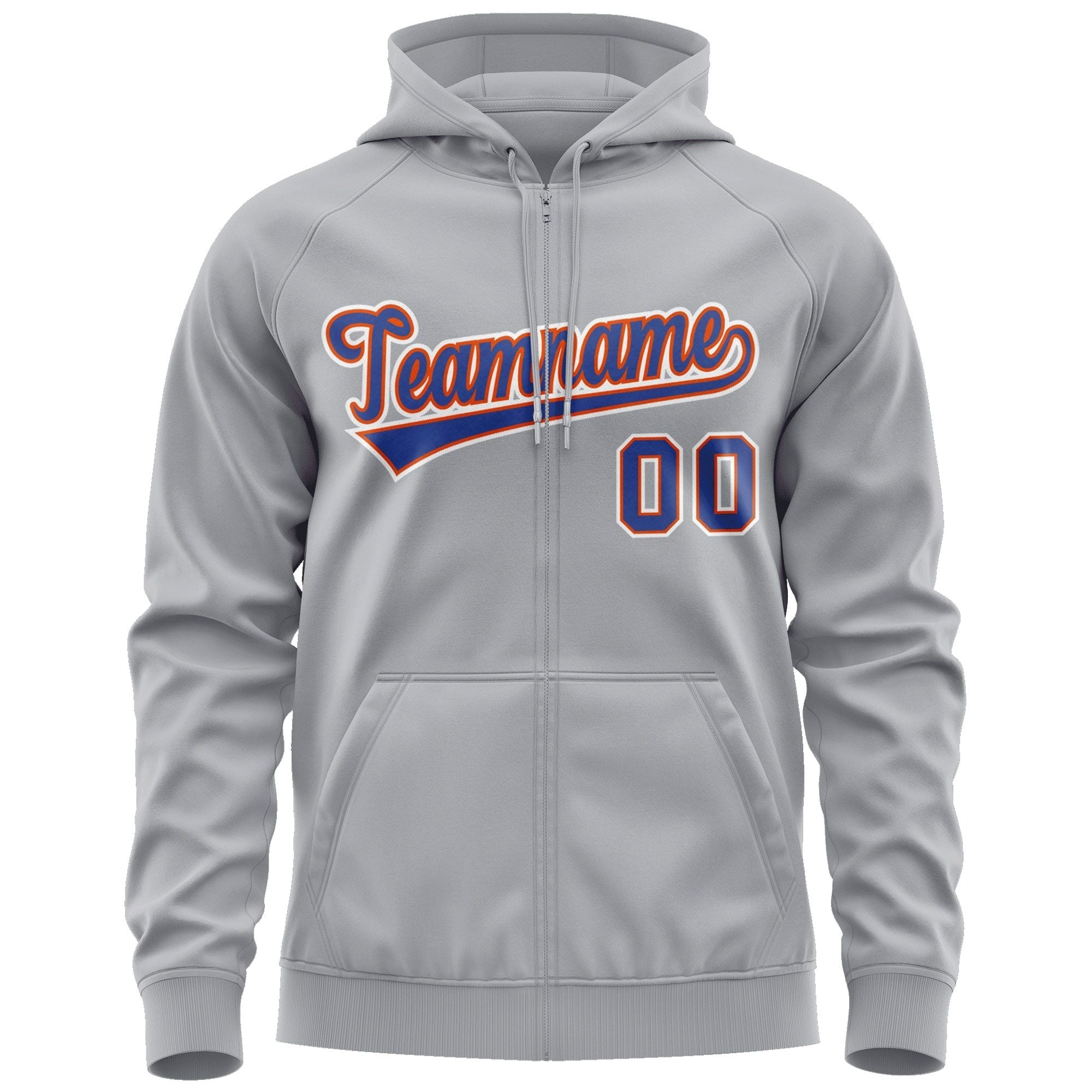 Custom Stitched Gray Royal-White Sports Full-Zip Sweatshirt Hoodie| KXKSHOP