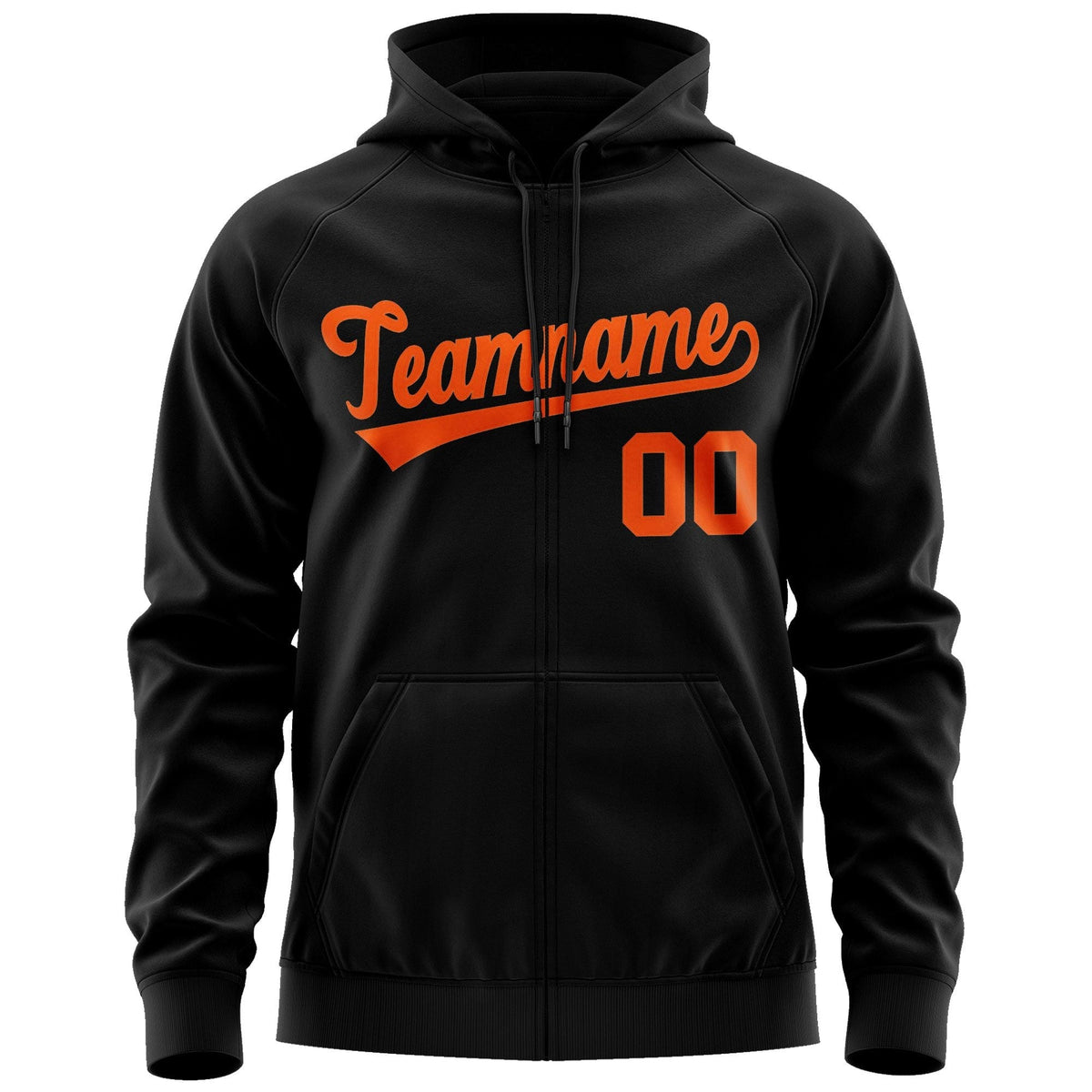Custom Stitched Black Orange Sports Full-Zip Sweatshirt Hoodie| KXKSHOP