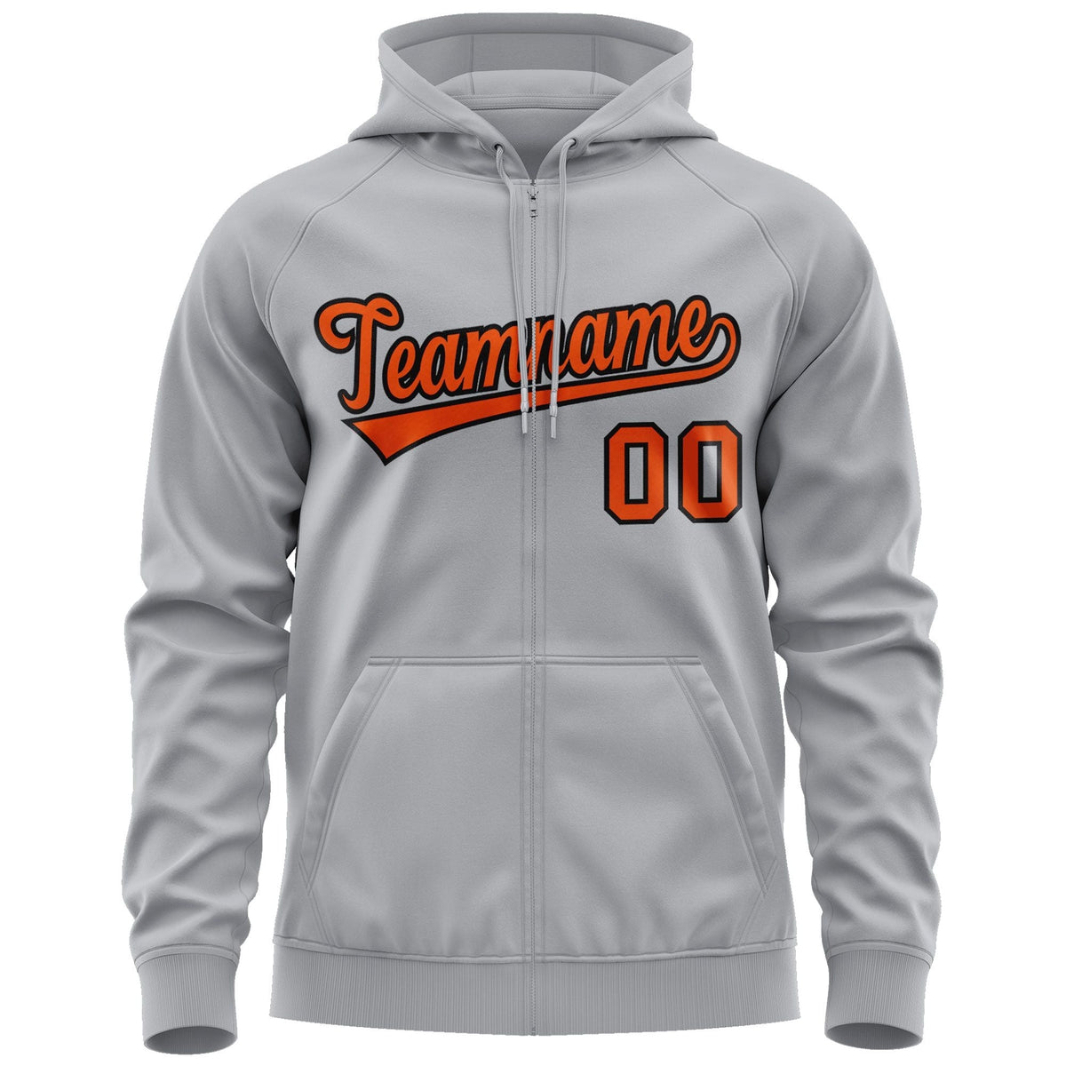 Custom Stitched Gray Orange-Black Sports Full-Zip Sweatshirt Hoodie| KXKSHOP