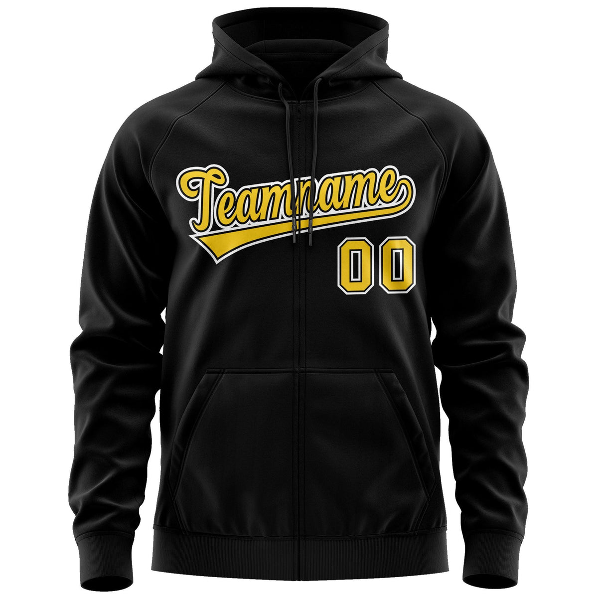 Custom Stitched Black Gold-White Sports Full-Zip Sweatshirt Hoodie| KXKSHOP