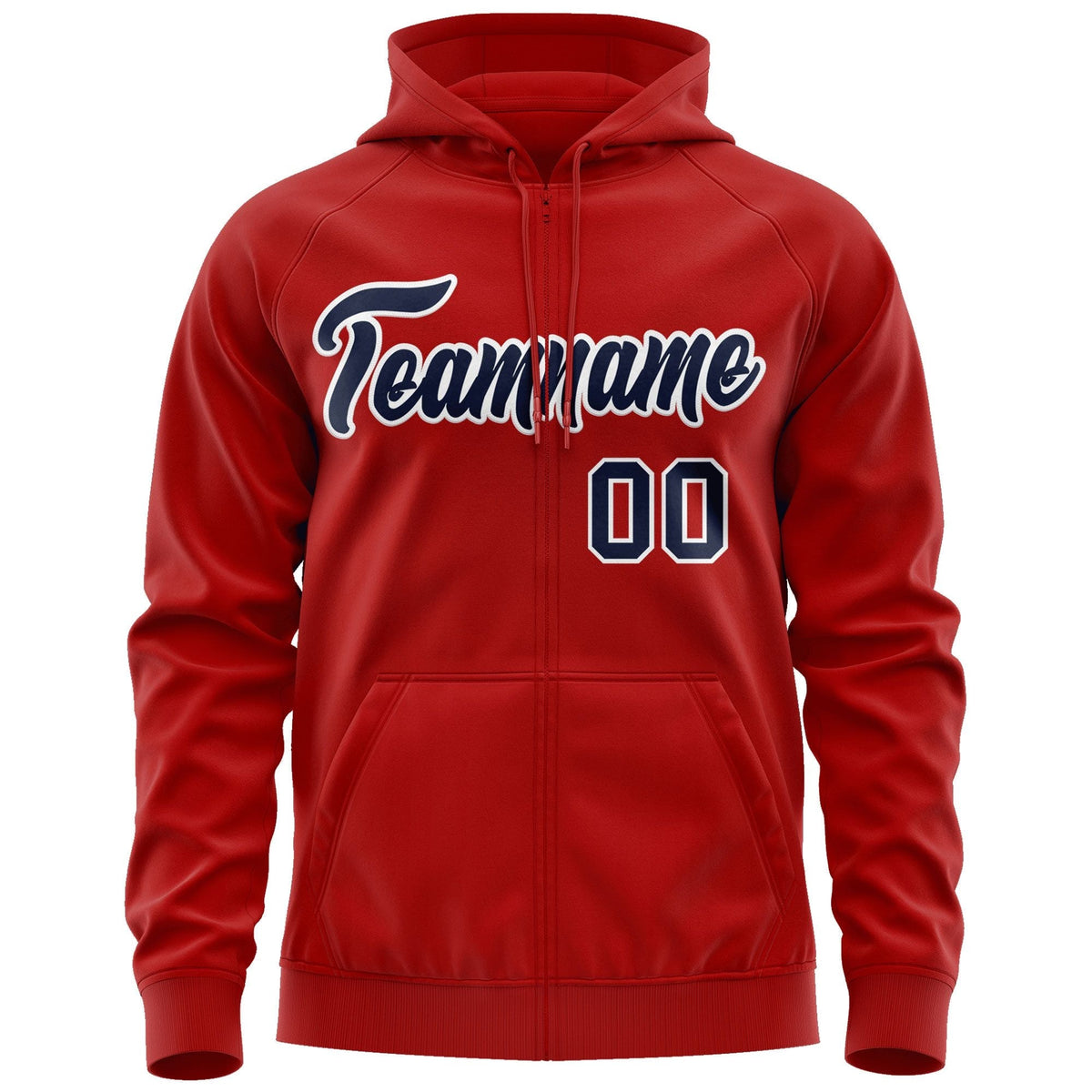Custom Stitched Red Navy-White Sports Full-Zip Sweatshirt Hoodie| KXKSHOP