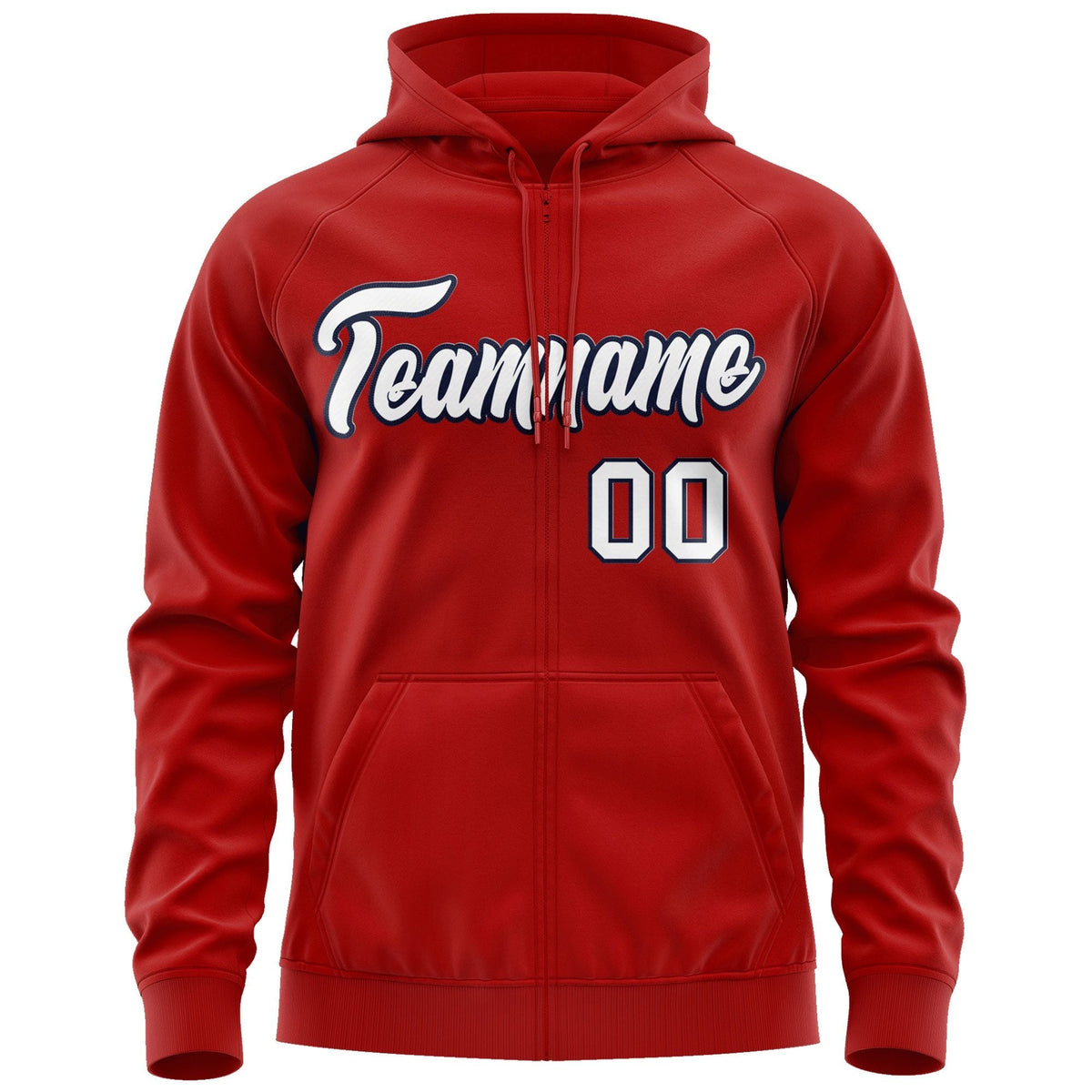 Custom Stitched Red White-Navy Sports Full-Zip Sweatshirt Hoodie| KXKSHOP