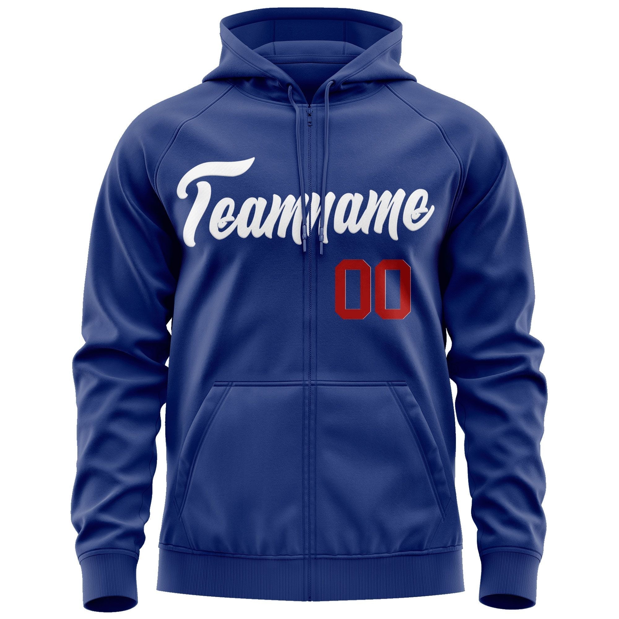 Custom Stitched Royal White Sports Full-Zip Sweatshirt Hoodie| KXKSHOP