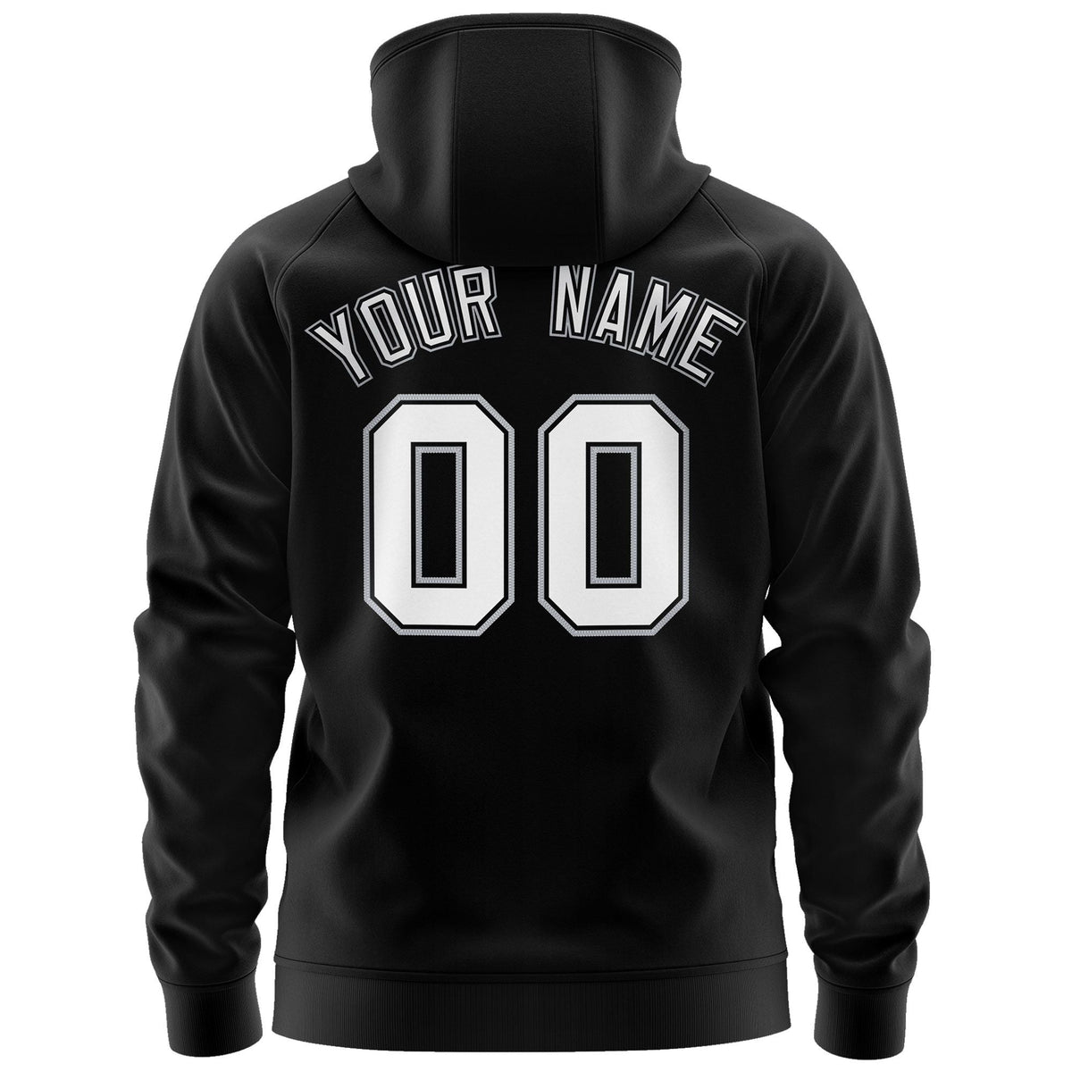 Custom Stitched Black White Sports Full-Zip Sweatshirt Hoodie| KXKSHOP