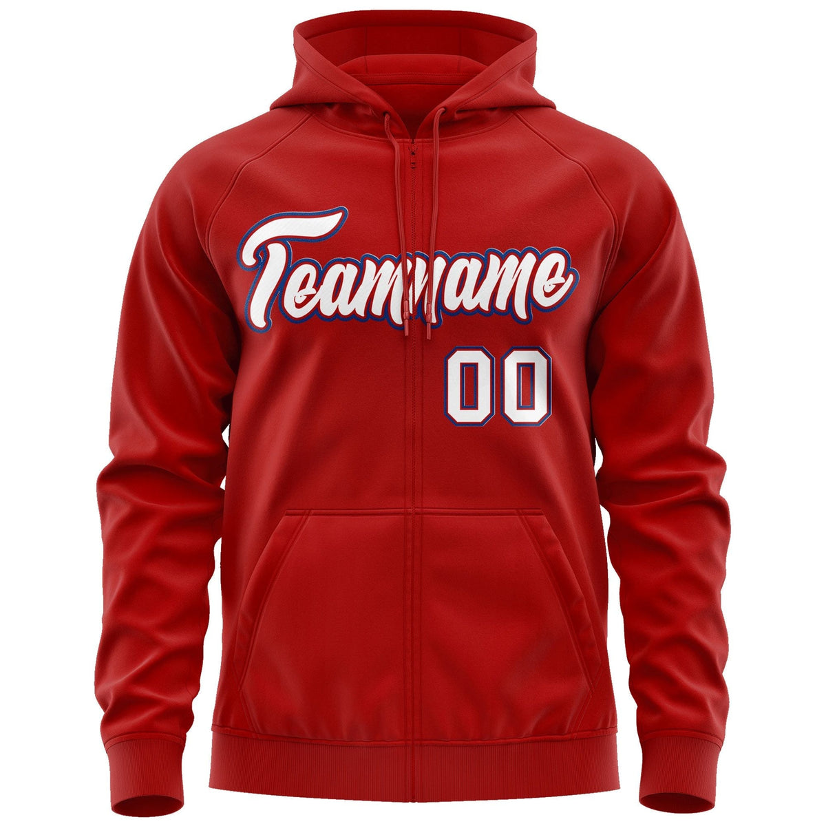 Custom Stitched Red White-Royal Sports Full-Zip Sweatshirt Hoodie| KXKSHOP