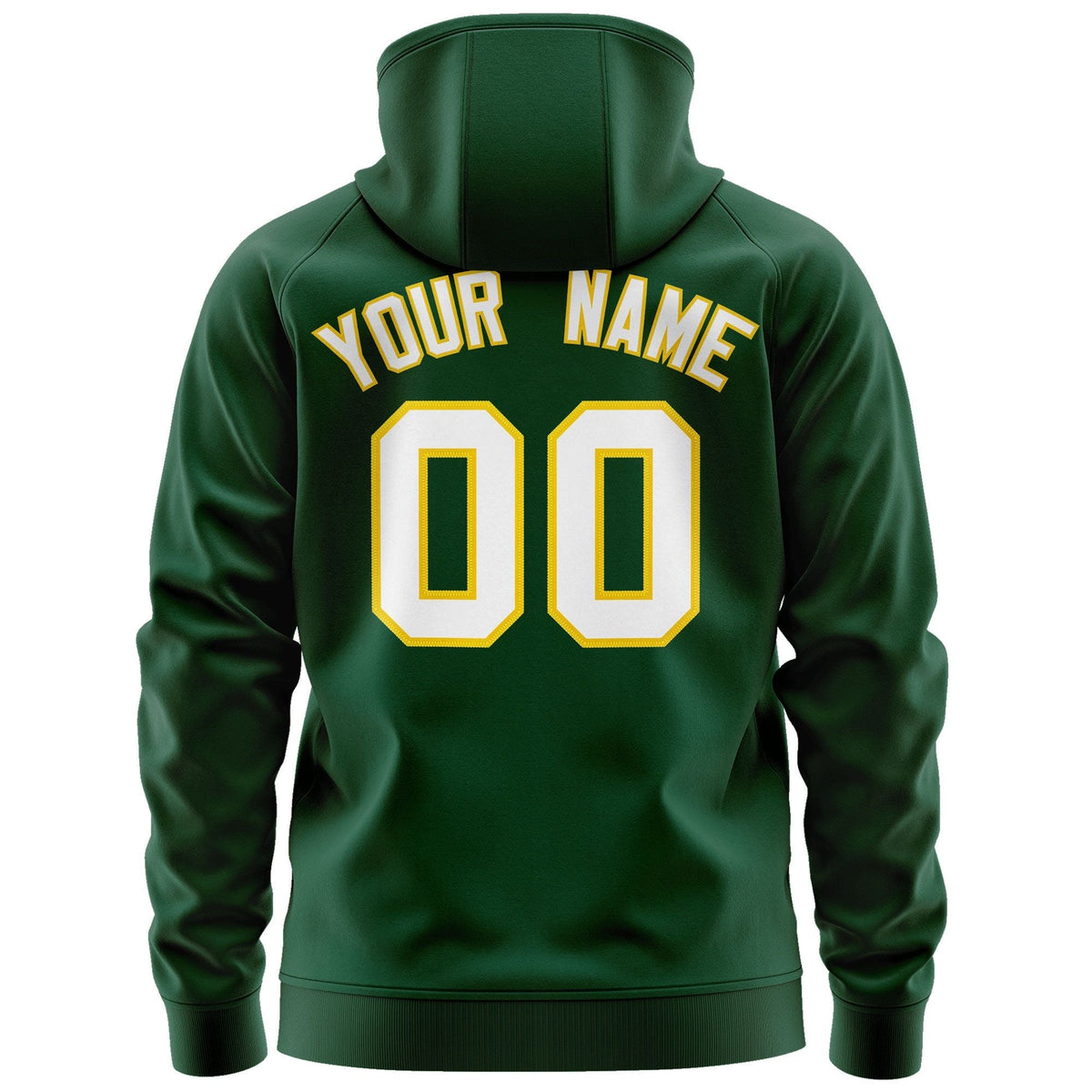 Custom Stitched Green White-Gold Sports Full-Zip Sweatshirt Hoodie| KXKSHOP