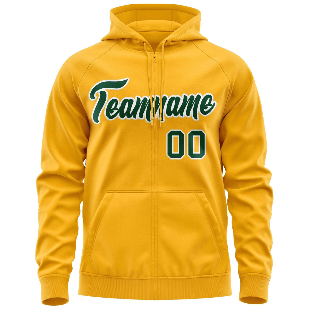 Custom Stitched Gold Kelly Green-White Sports Full-Zip Sweatshirt Hoodie| KXKSHOP