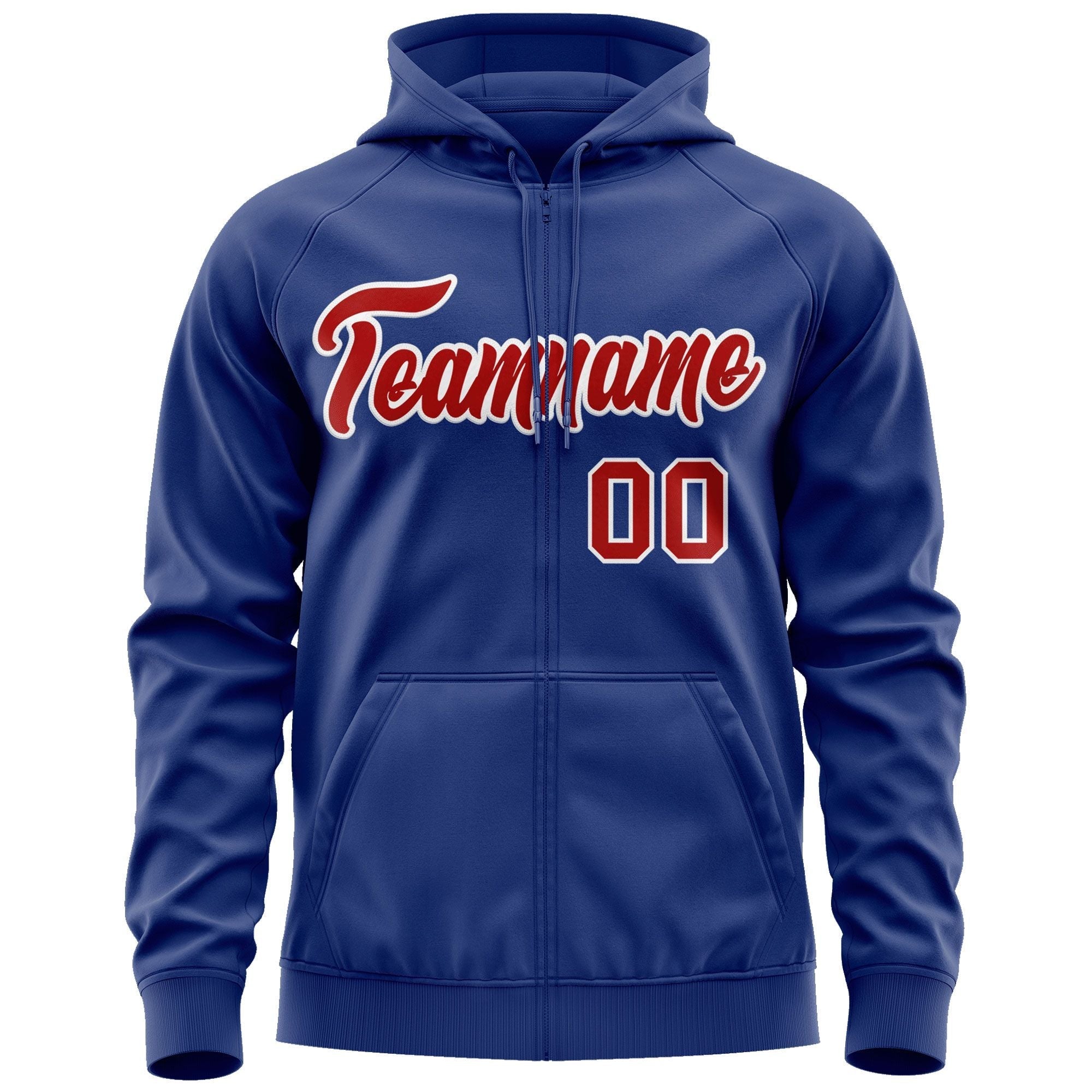 Custom Stitched Royal Red-White Sports Full-Zip Sweatshirt Hoodie| KXKSHOP