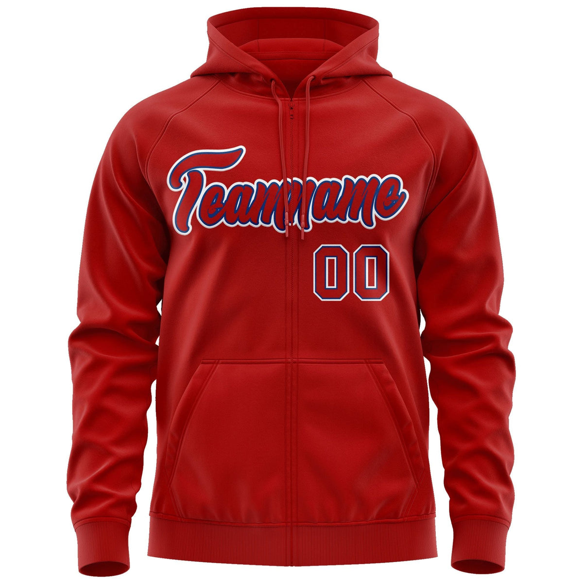 Custom Stitched Red Royal-White Sports Full-Zip Sweatshirt Hoodie| KXKSHOP
