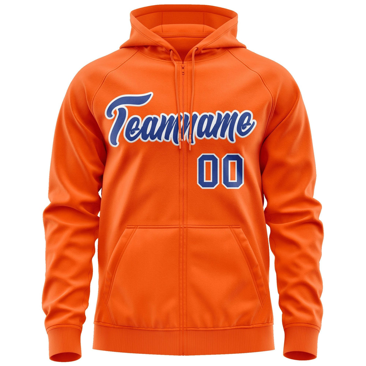 Custom Stitched Orange Royal-White Sports Full-Zip Sweatshirt Hoodie| KXKSHOP