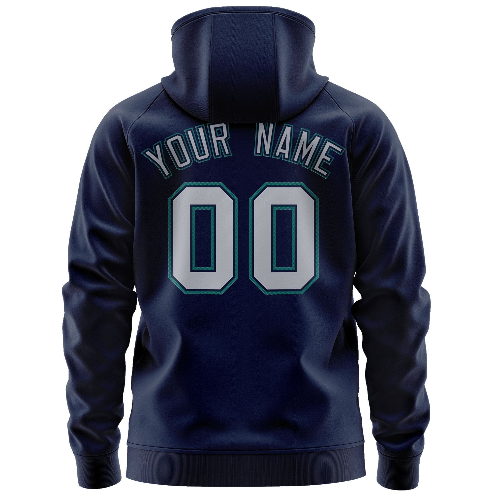 Custom Stitched Navy Gray-Aqua Sports Full-Zip Sweatshirt Hoodie| KXKSHOP