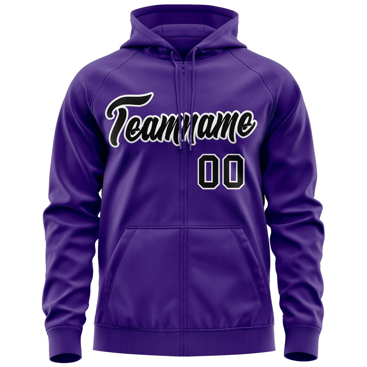 Custom Stitched Purple Black-White Sports Full-Zip Sweatshirt Hoodie| KXKSHOP