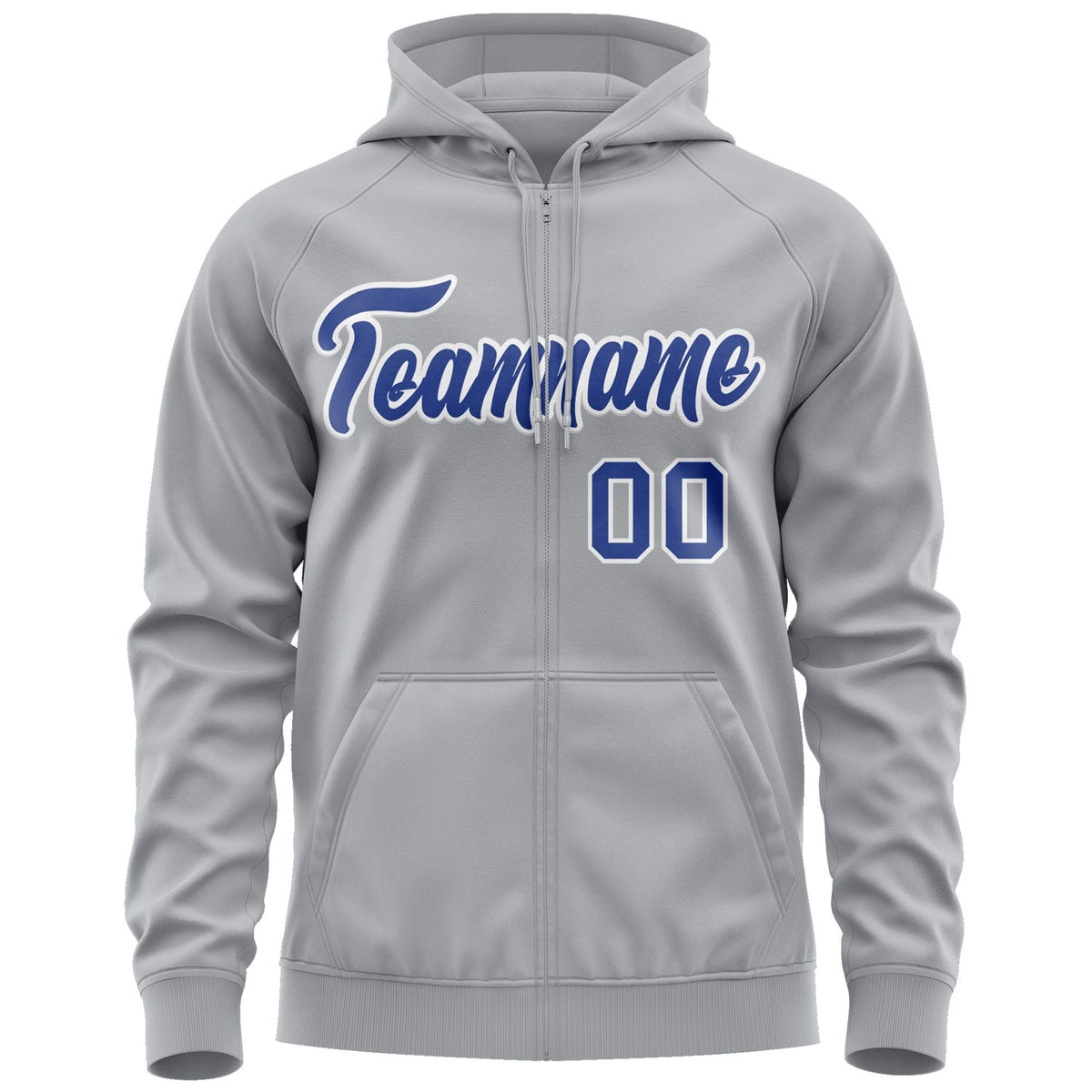 Custom Stitched Gray Royal-White Sports Full-Zip Sweatshirt Hoodie| KXKSHOP