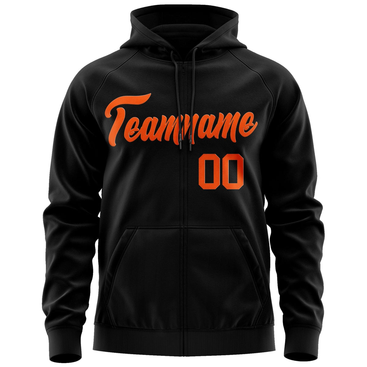 Custom Stitched Black Orange Sports Full-Zip Sweatshirt Hoodie| KXKSHOP