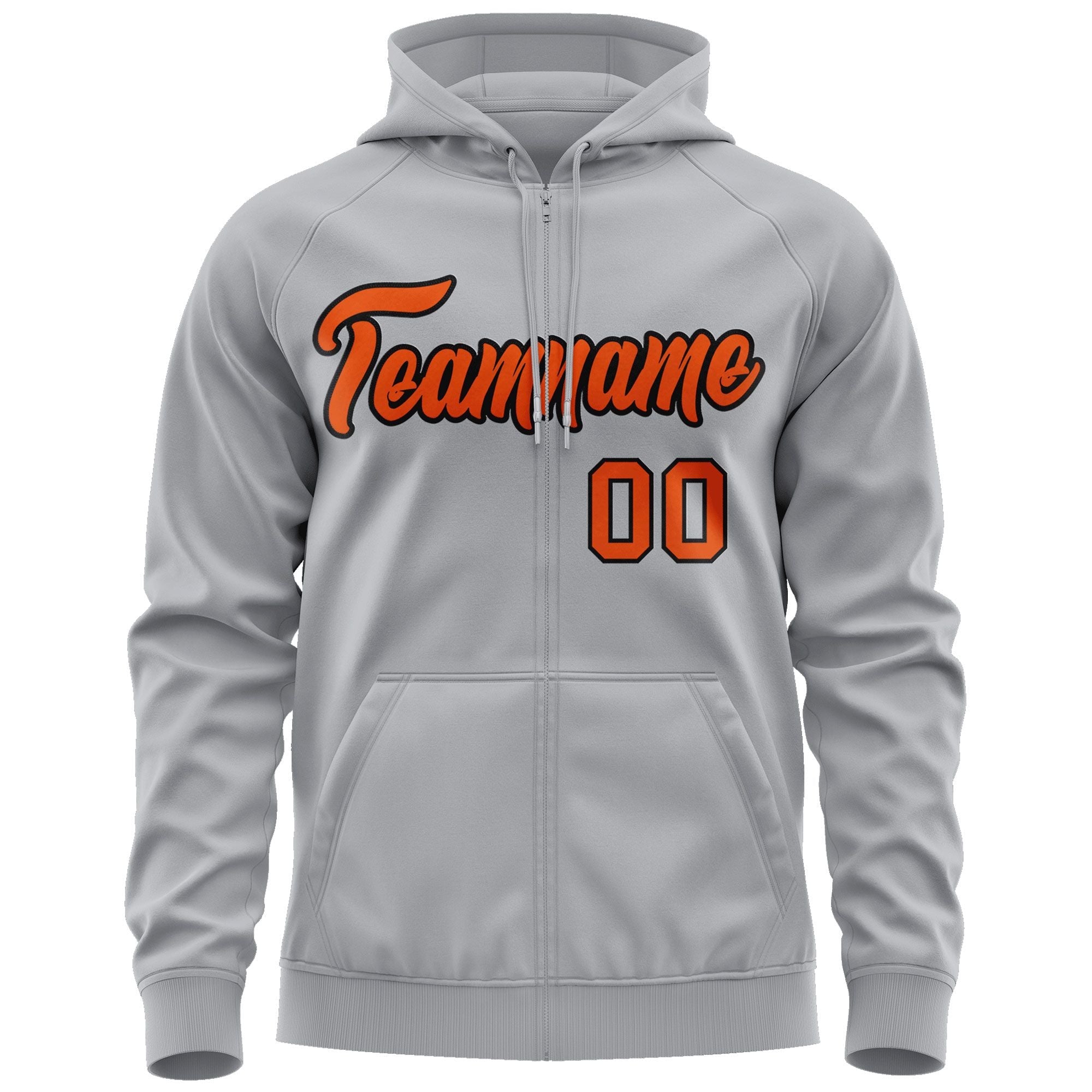 Custom Stitched Gray Orange-Black Sports Full-Zip Sweatshirt Hoodie| KXKSHOP