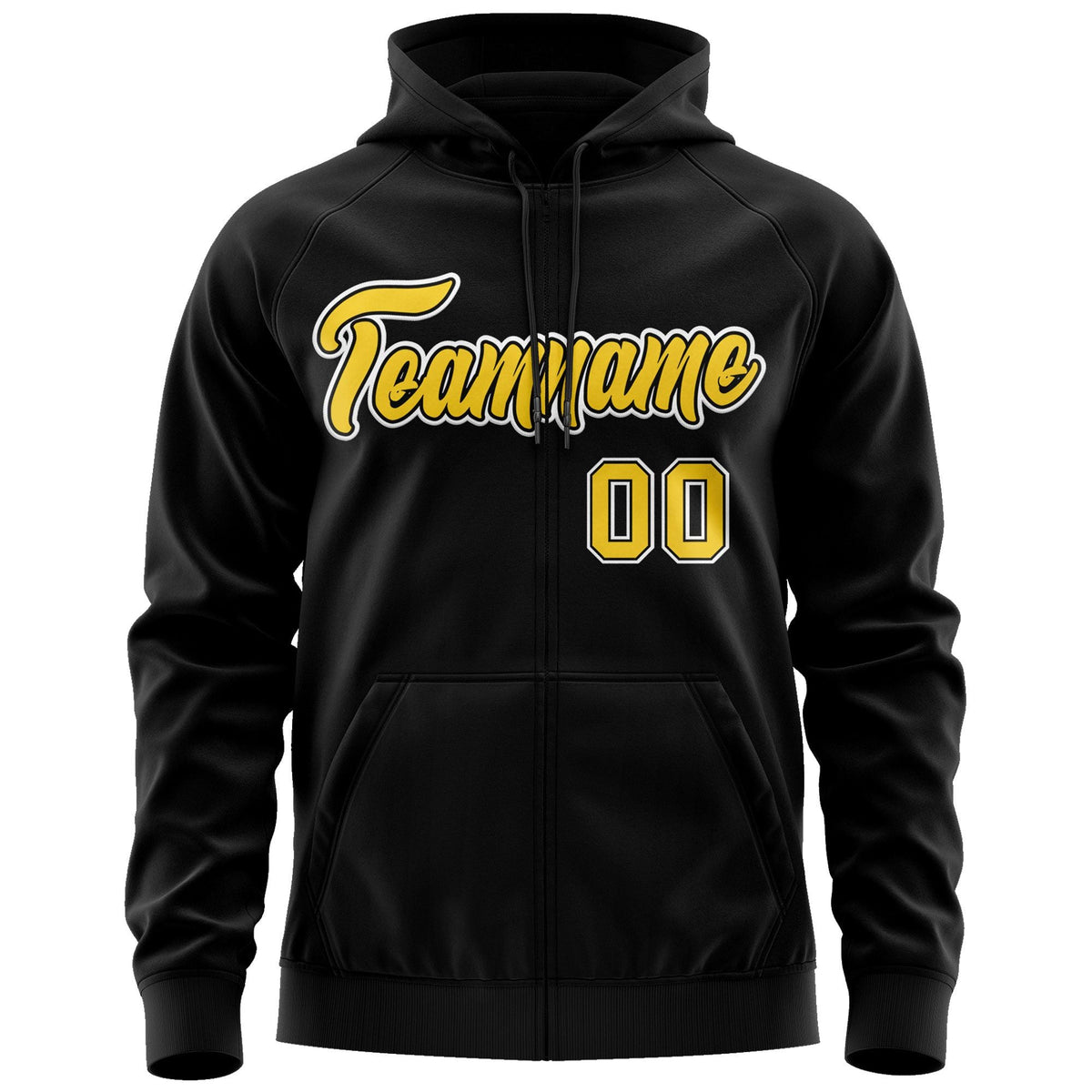 Custom Stitched Black Gold-White Sports Full-Zip Sweatshirt Hoodie| KXKSHOP