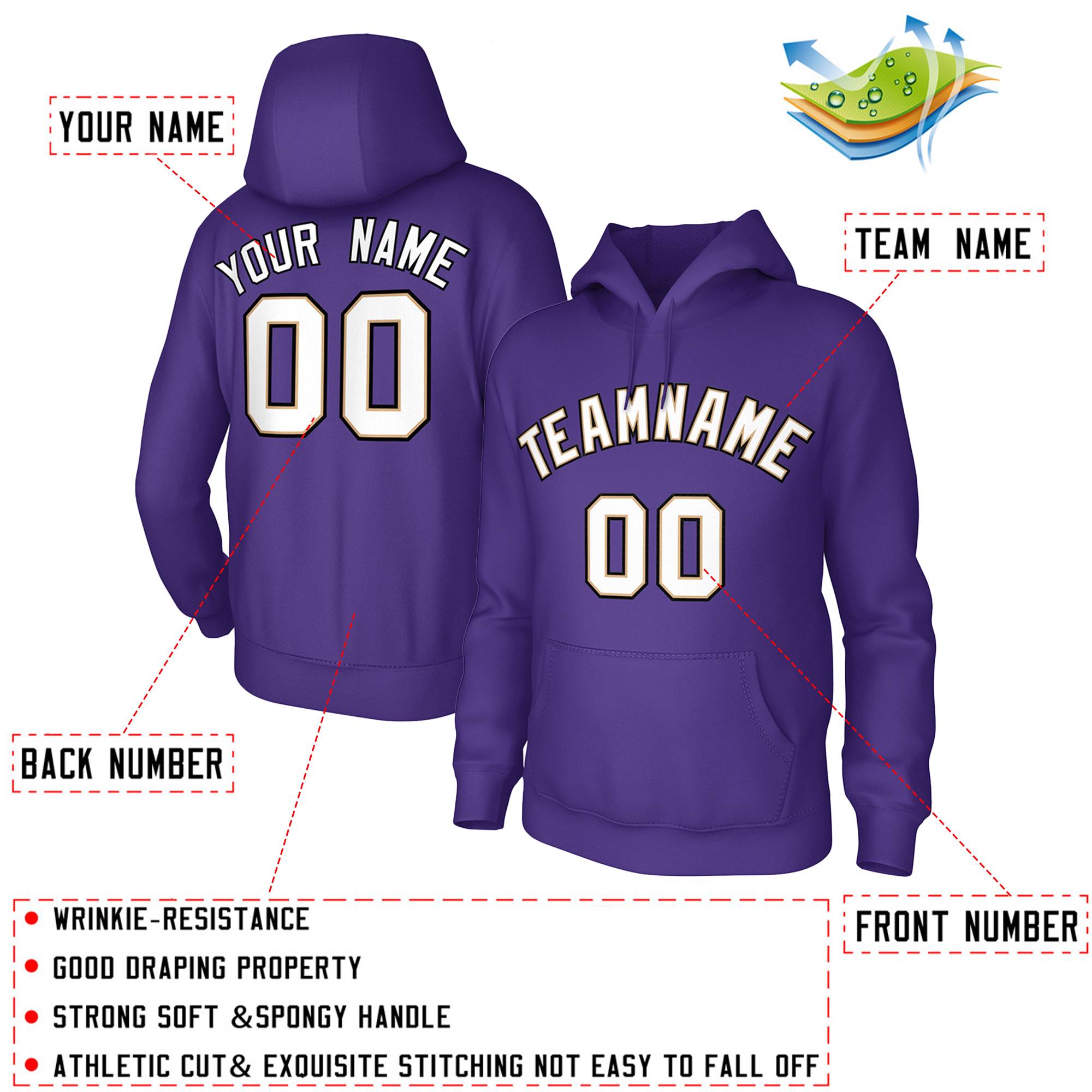 Custom Purple White-Old Gold-Black Classic Style Sweatshirts Uniform Pullover Hoodie| KXKSHOP