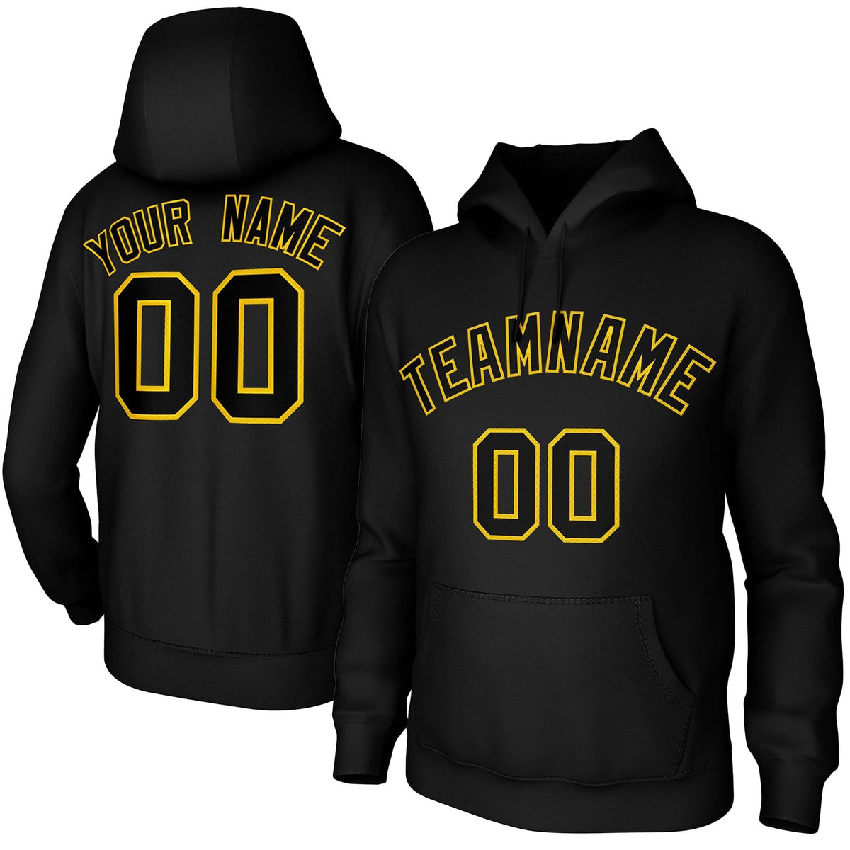 Custom Black Yellow Classic Style Sweatshirts Uniform Pullover Hoodie| KXKSHOP