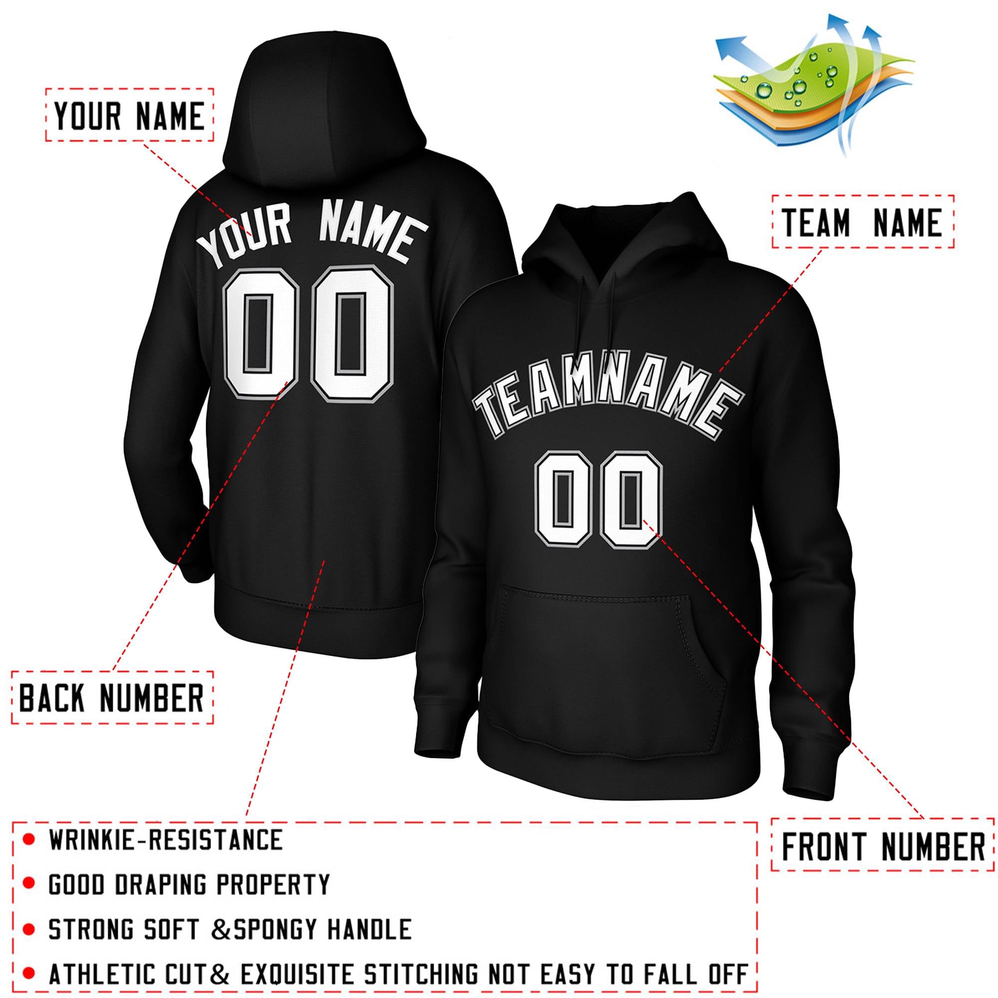 Custom Black White-Black-Gray Classic Style Sweatshirts Uniform Pullover Hoodie| KXKSHOP