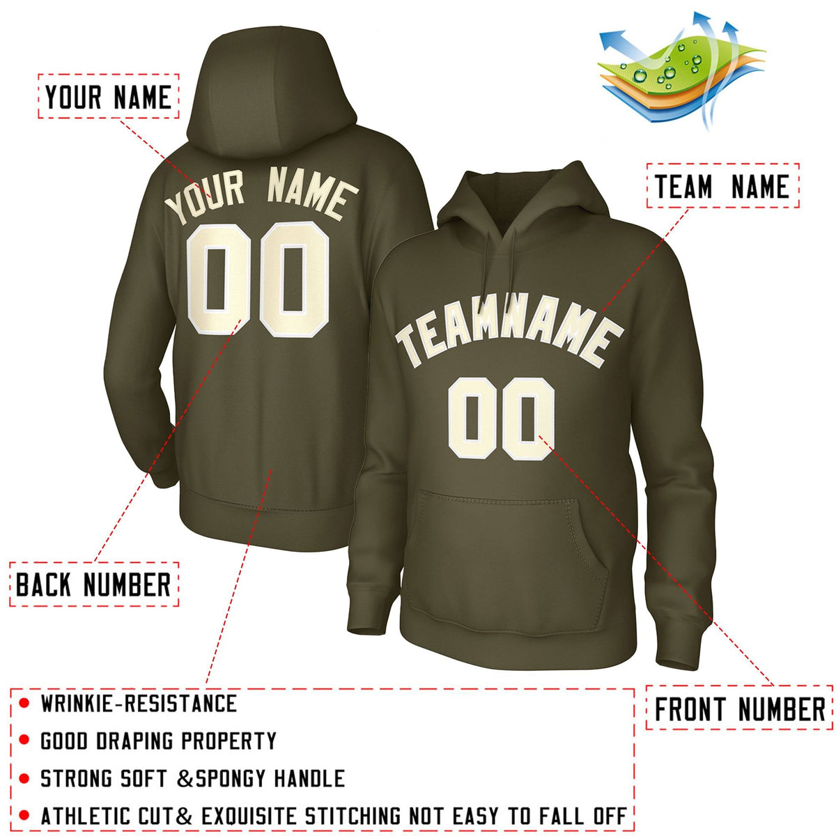 Custom Olive Cream Classic Style Sweatshirts Uniform Pullover Hoodie| KXKSHOP