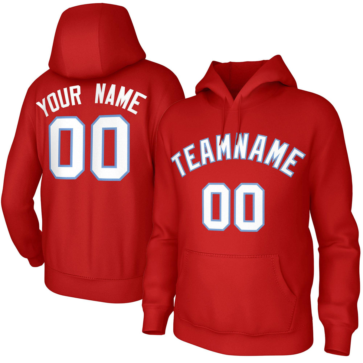 Custom Red White-Light Blue Classic Style Sweatshirts Uniform Pullover Hoodie| KXKSHOP