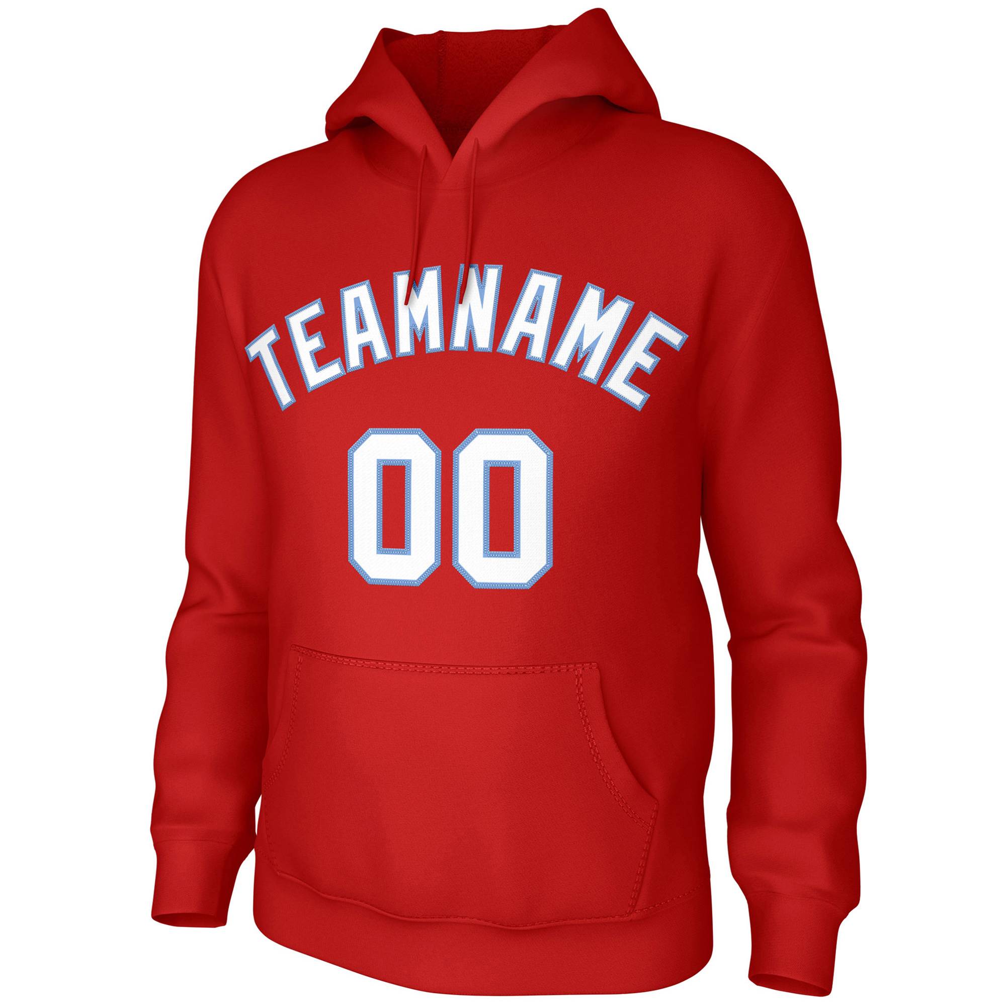 Custom Red White-Light Blue Classic Style Sweatshirts Uniform Pullover Hoodie| KXKSHOP