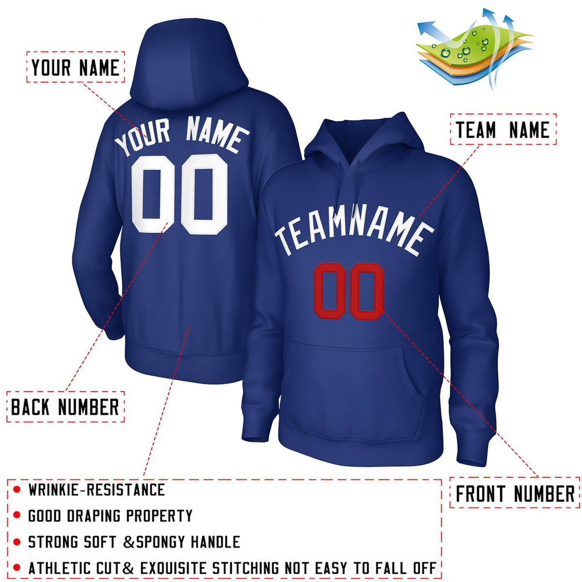 Custom Royal White Classic Style Sweatshirts Uniform Pullover Hoodie| KXKSHOP