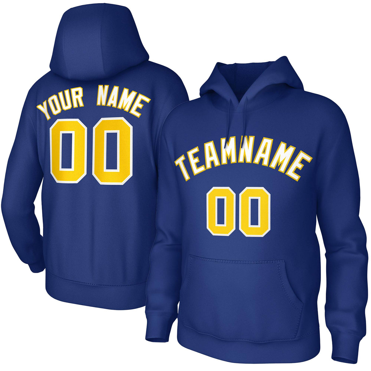 Custom Royal White-Yellow Classic Style Sweatshirts Uniform Pullover Hoodie| KXKSHOP