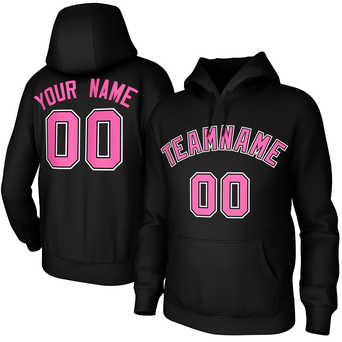 Custom Black Pink-White Classic Style Pullover Sweatshirt Pullover Hoodie| KXKSHOP