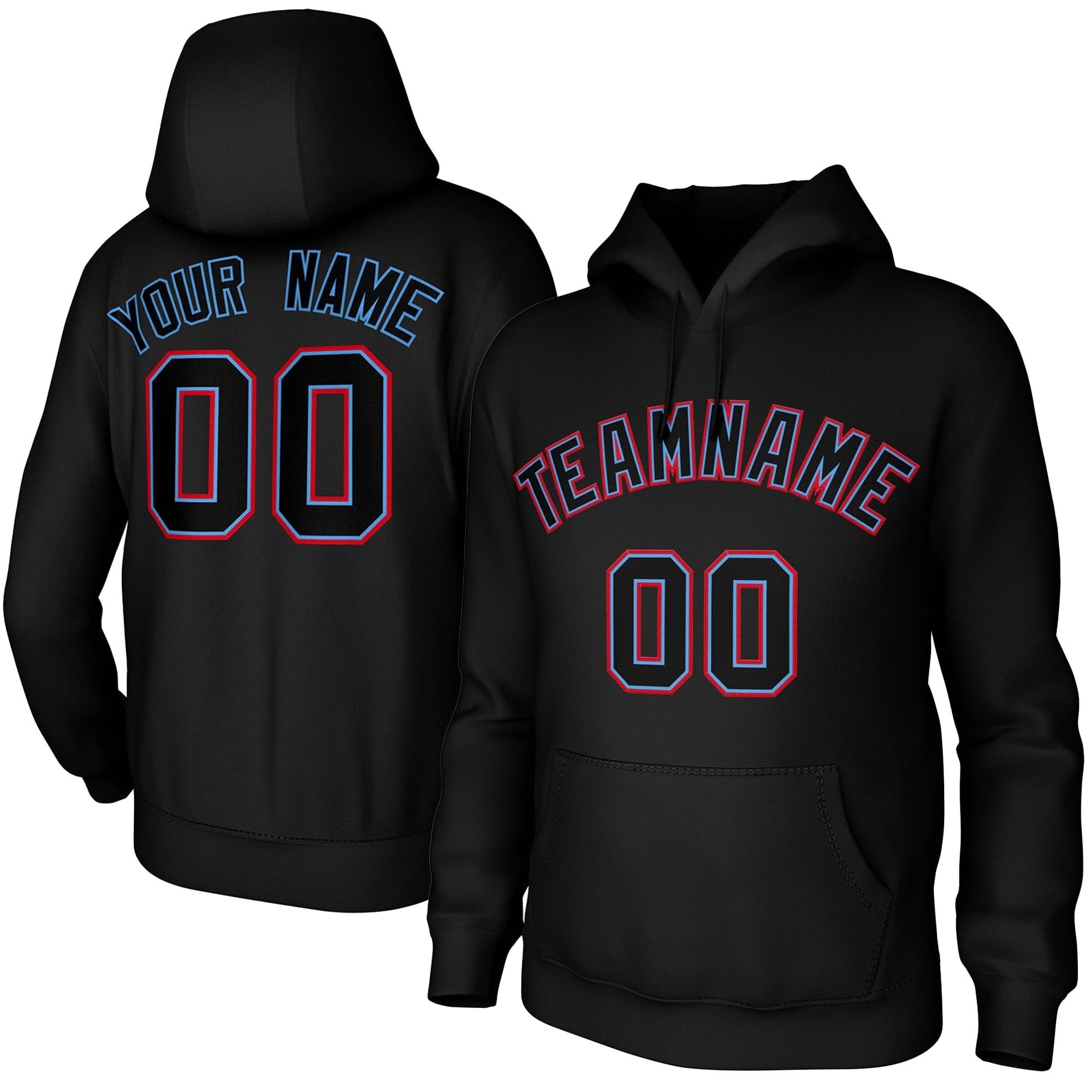 Custom Black Light Blue-Red Classic Style Sweatshirts Uniform Pullover Hoodie| KXKSHOP