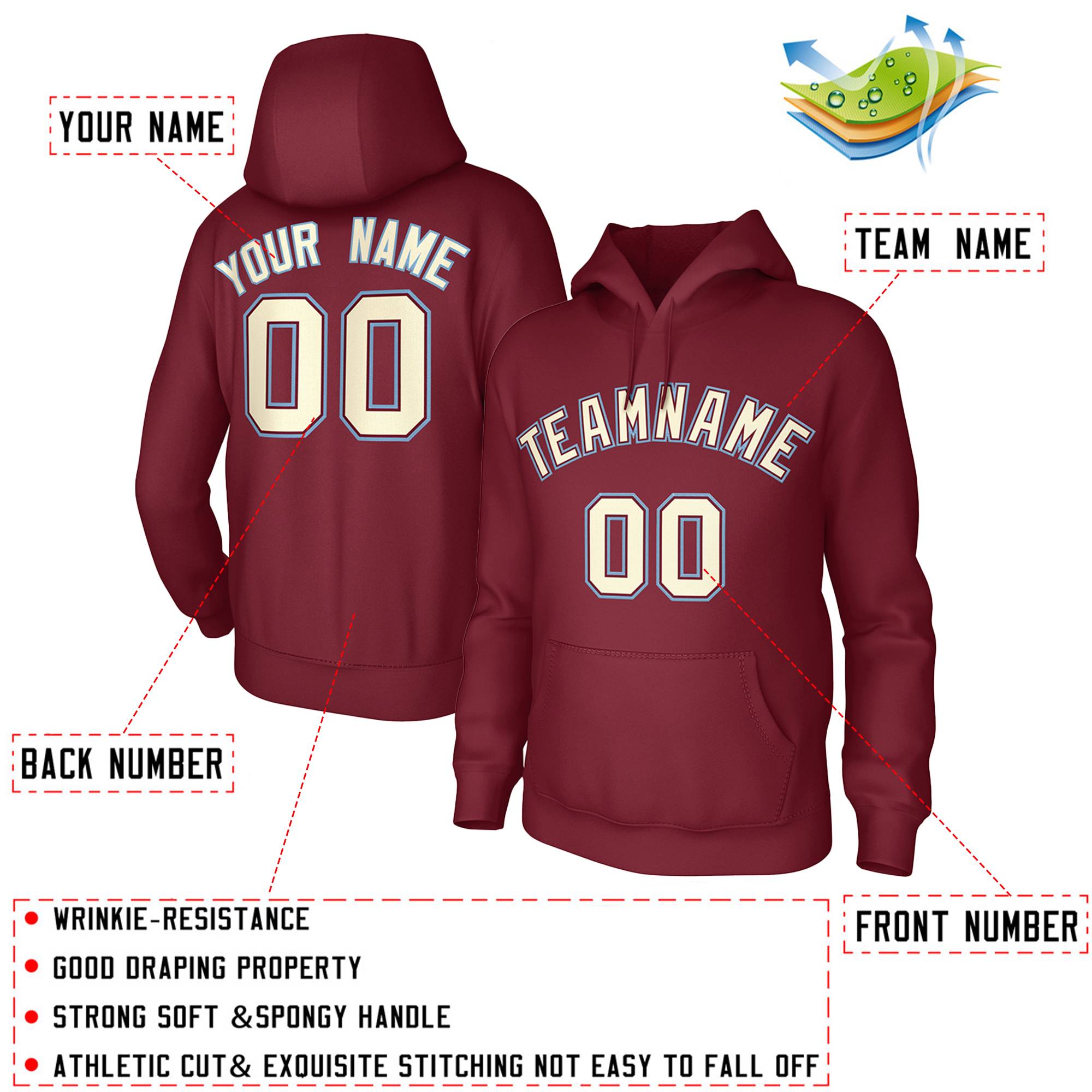 Custom Cardinal Cream-Cardinal Classic Style Sweatshirts Uniform Pullover Hoodie| KXKSHOP
