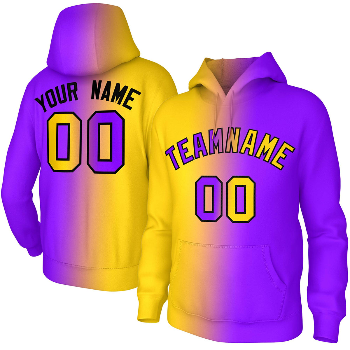 Custom Stitched Purple Gold Gradient Fashion Athletic Pullover Sweatshirt Hoodie| KXKSHOP