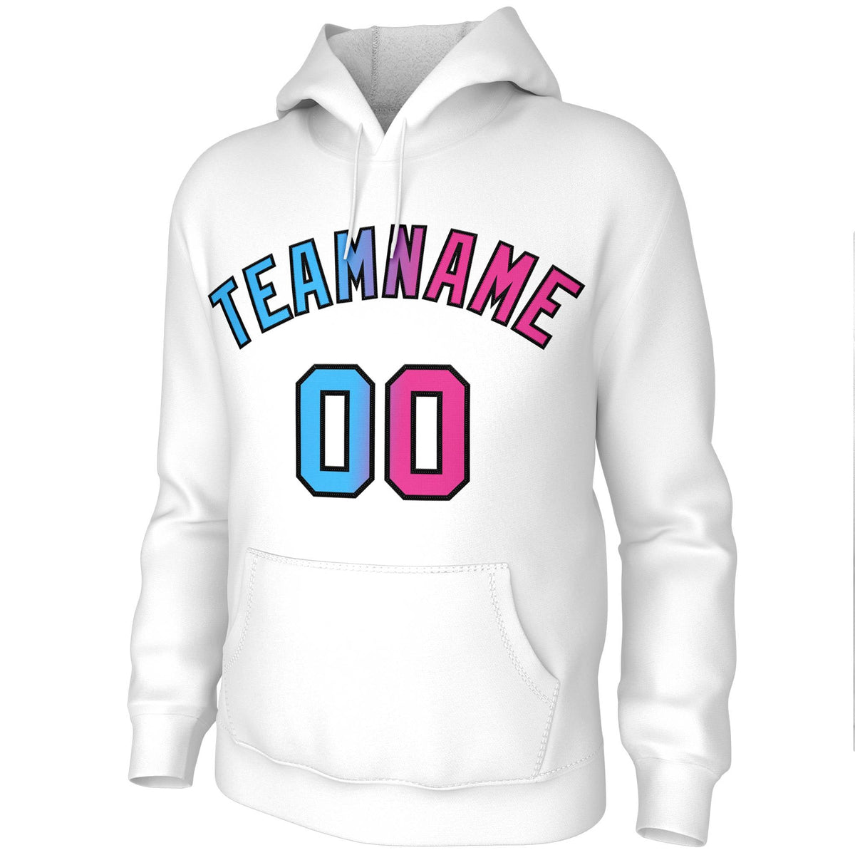 Custom Stitched White Pink-Black Gradient Fashion Athletic Pullover Sweatshirt Hoodie| KXKSHOP