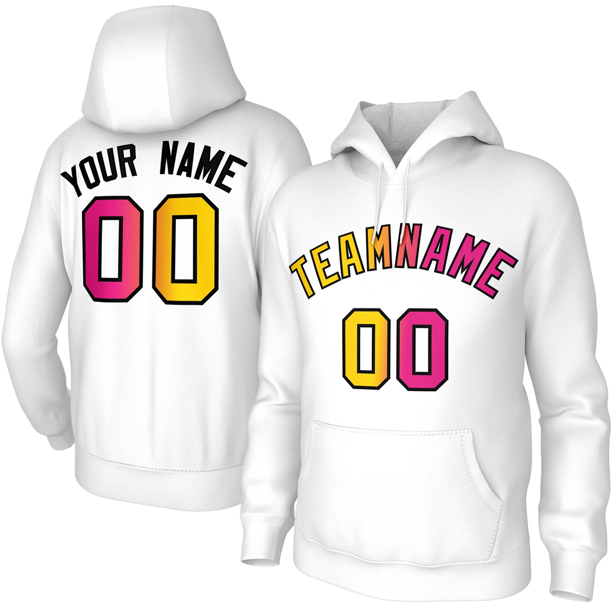 Custom Stitched White Gradient Fashion Athletic Pullover Sweatshirt Hoodie| KXKSHOP