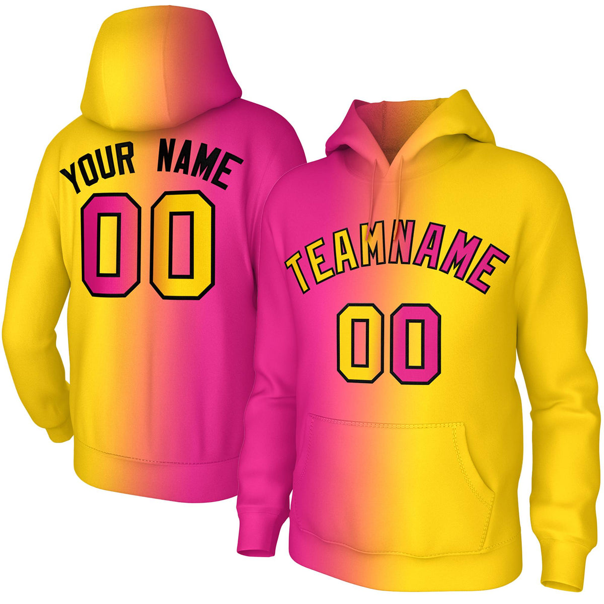 Custom Stitched Gold Pink Gradient Fashion Athletic Pullover Sweatshirt Hoodie| KXKSHOP