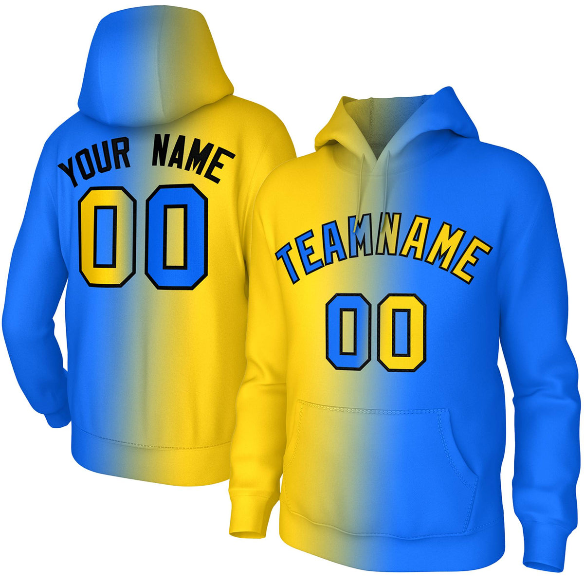 Custom Stitched Royal Gold Gradient Fashion Athletic Pullover Sweatshirt Hoodie| KXKSHOP