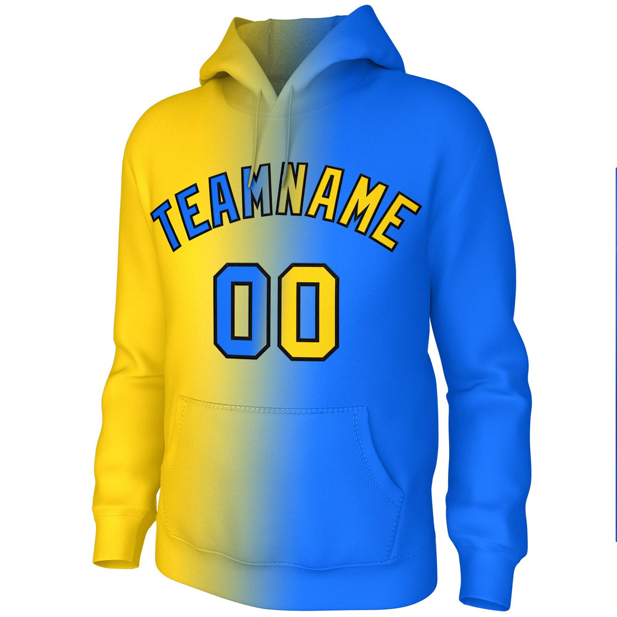 Custom Stitched Royal Gold Gradient Fashion Athletic Pullover Sweatshirt Hoodie| KXKSHOP