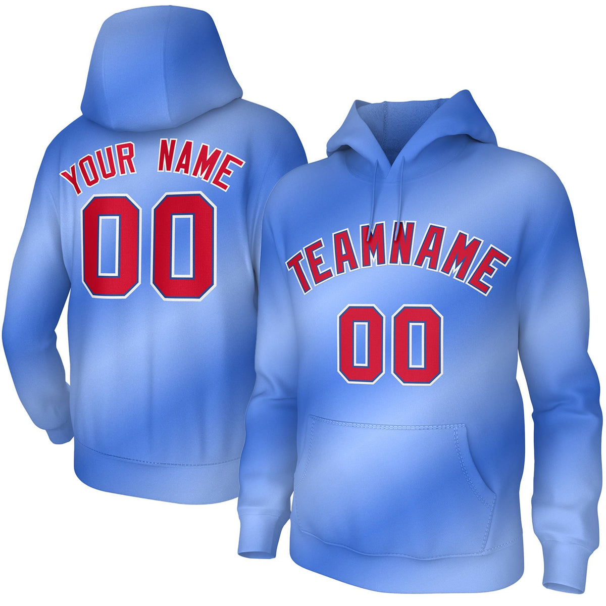 Custom Stitched Light Blue Gradient Fashion Athletic Pullover Sweatshirt Hoodie| KXKSHOP