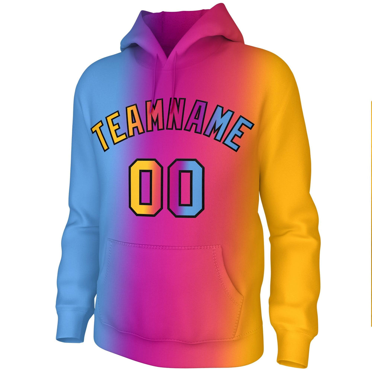 Custom Stitched Powder Blue Purple Pink-Yellow Gradient Fashion Athletic Pullover Sweatshirt Hoodie| KXKSHOP