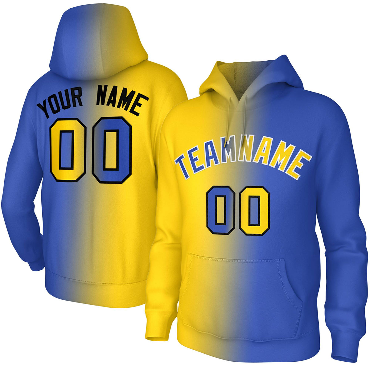 Custom Stitched Gold Royal Gradient Fashion Athletic Pullover Sweatshirt Hoodie| KXKSHOP