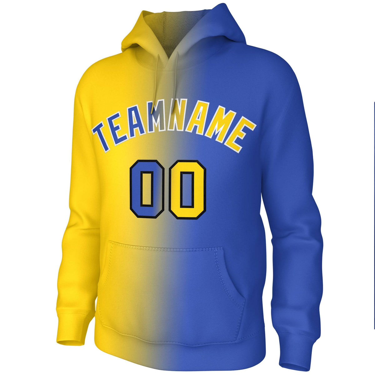 Custom Stitched Gold Royal Gradient Fashion Athletic Pullover Sweatshirt Hoodie| KXKSHOP