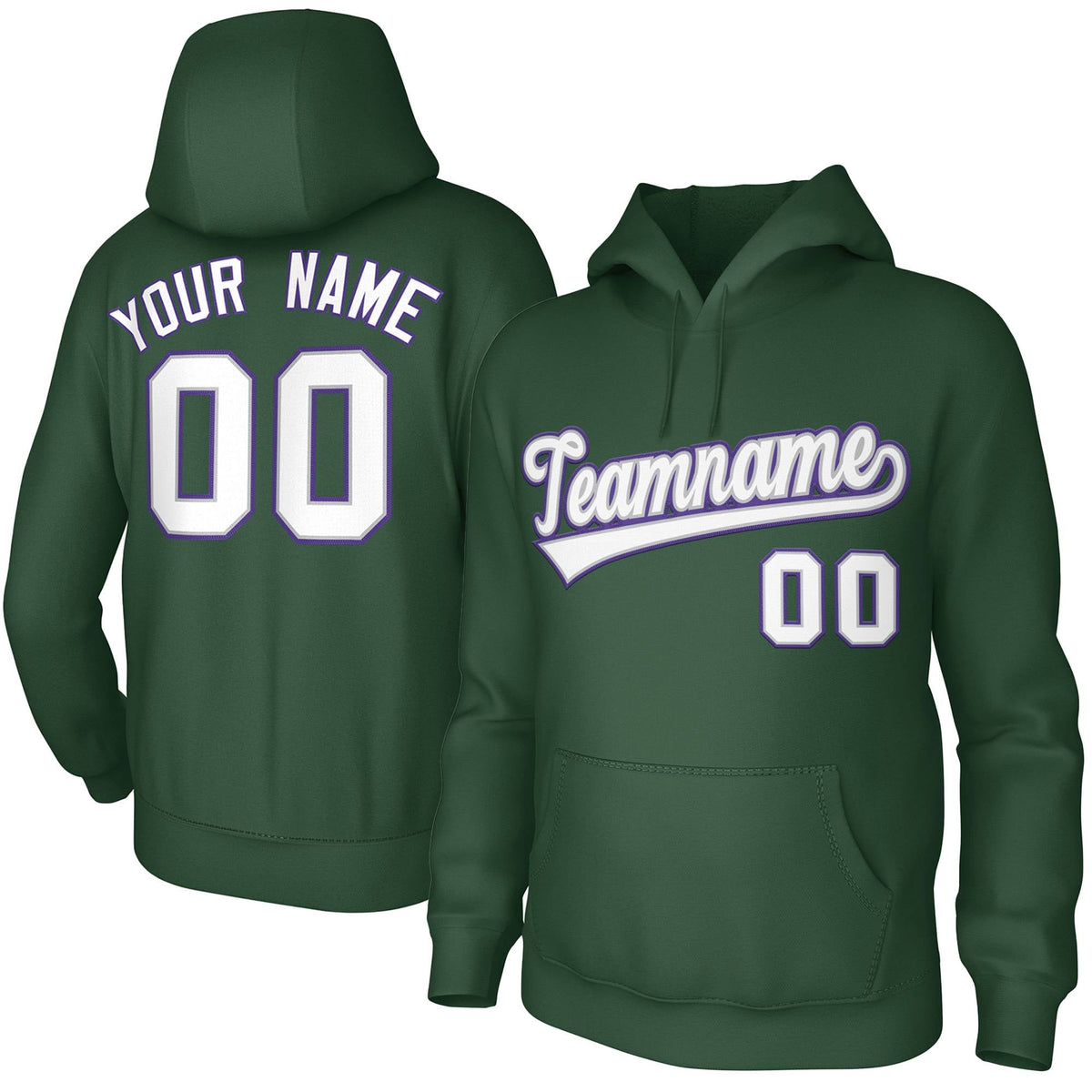 Custom Green Purple-White Classic Style Sports Uniform Pullover Hoodie| KXKSHOP