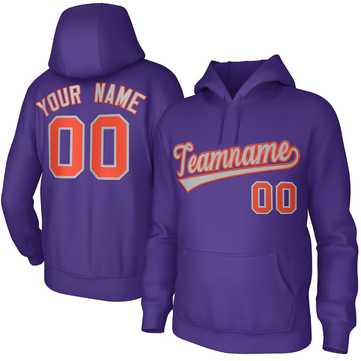 Custom Purple Gray Orange Classic Style Sports Uniform Pullover Hoodie| KXKSHOP