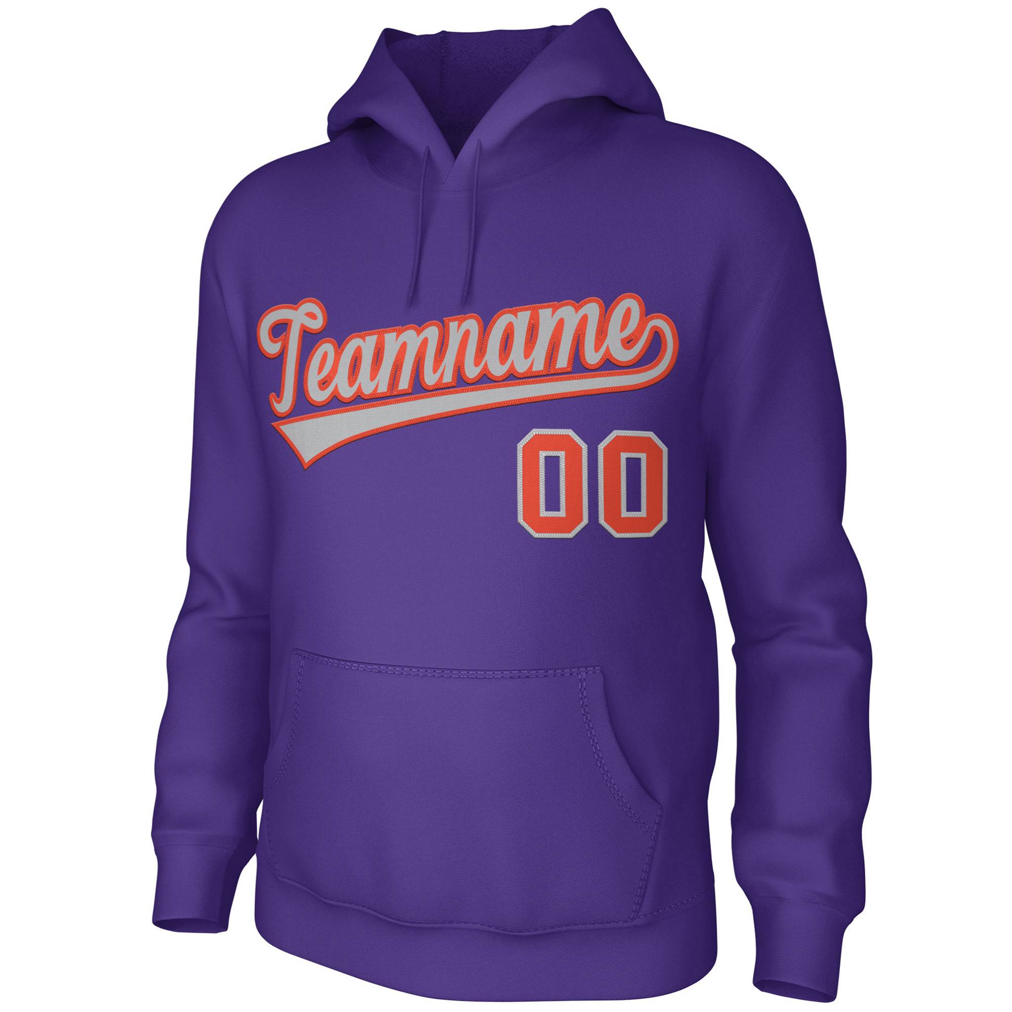 Custom Purple Gray Orange Classic Style Sports Uniform Pullover Hoodie| KXKSHOP
