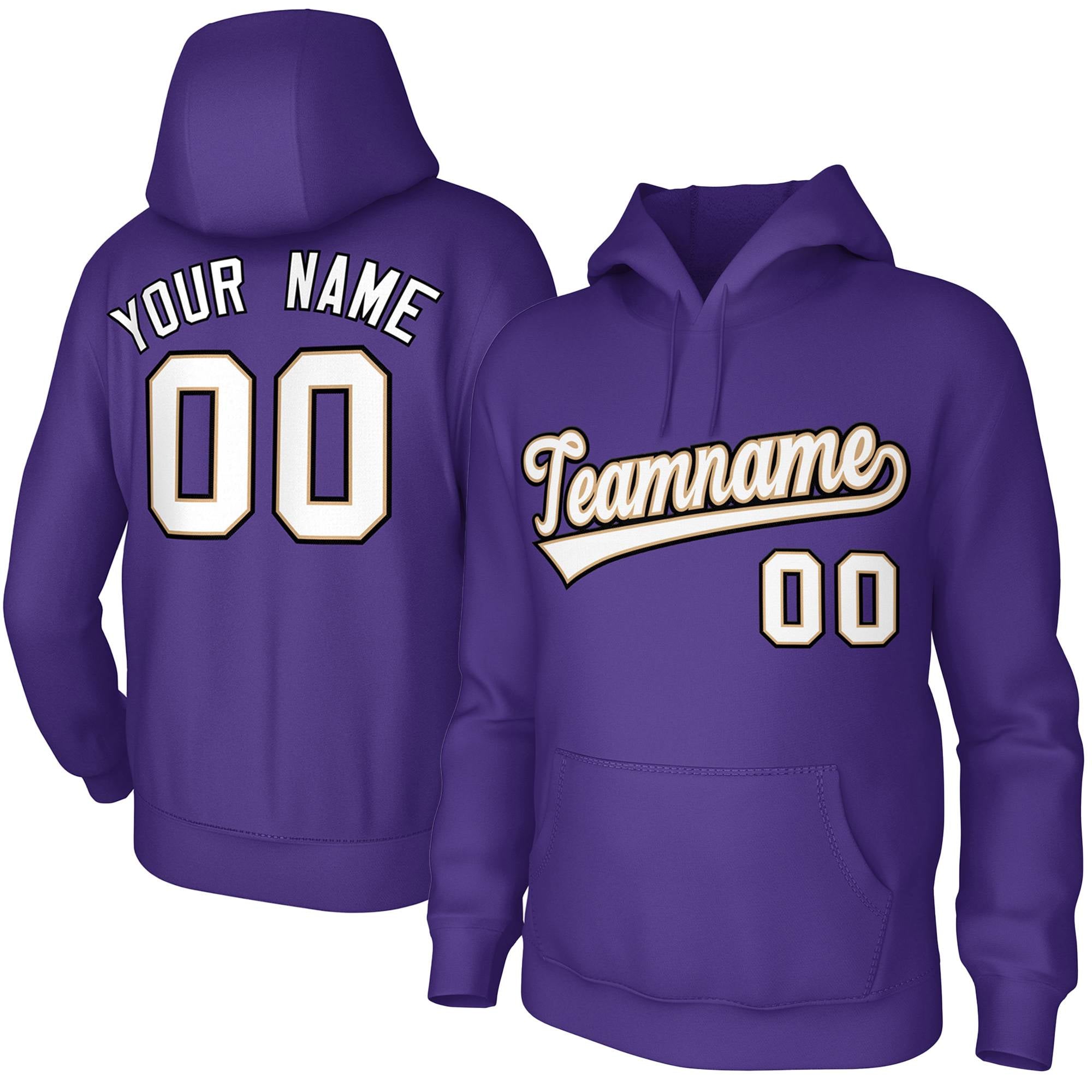 Custom Purple White-Old Gold-Black Classic Style Sports Uniform Pullover Hoodie| KXKSHOP