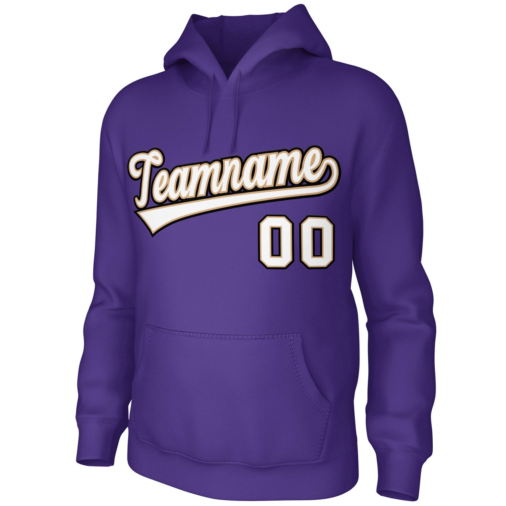 Custom Purple White-Old Gold-Black Classic Style Sports Uniform Pullover Hoodie| KXKSHOP