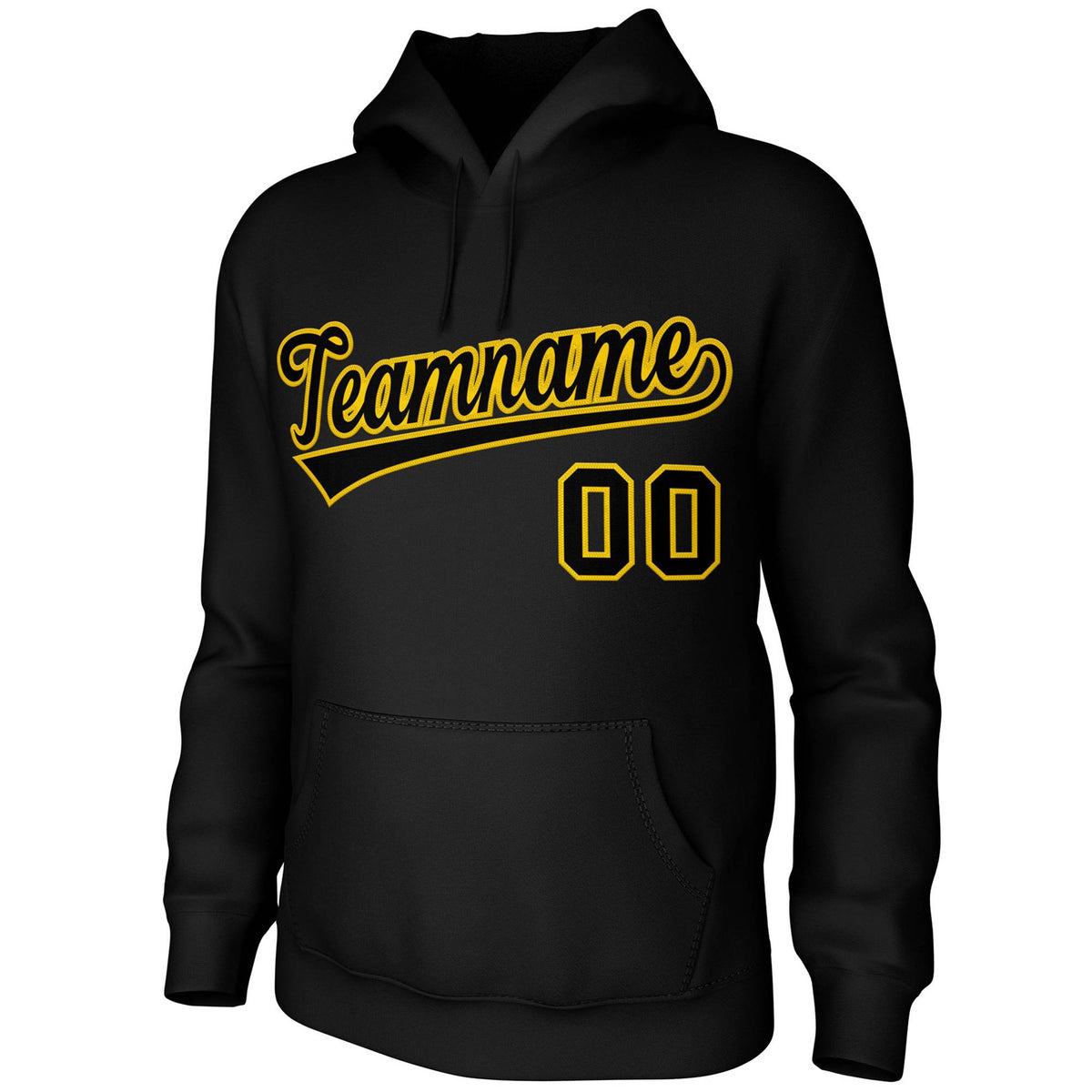 Custom Black Yellow Classic Style Sports Uniform Pullover Hoodie| KXKSHOP