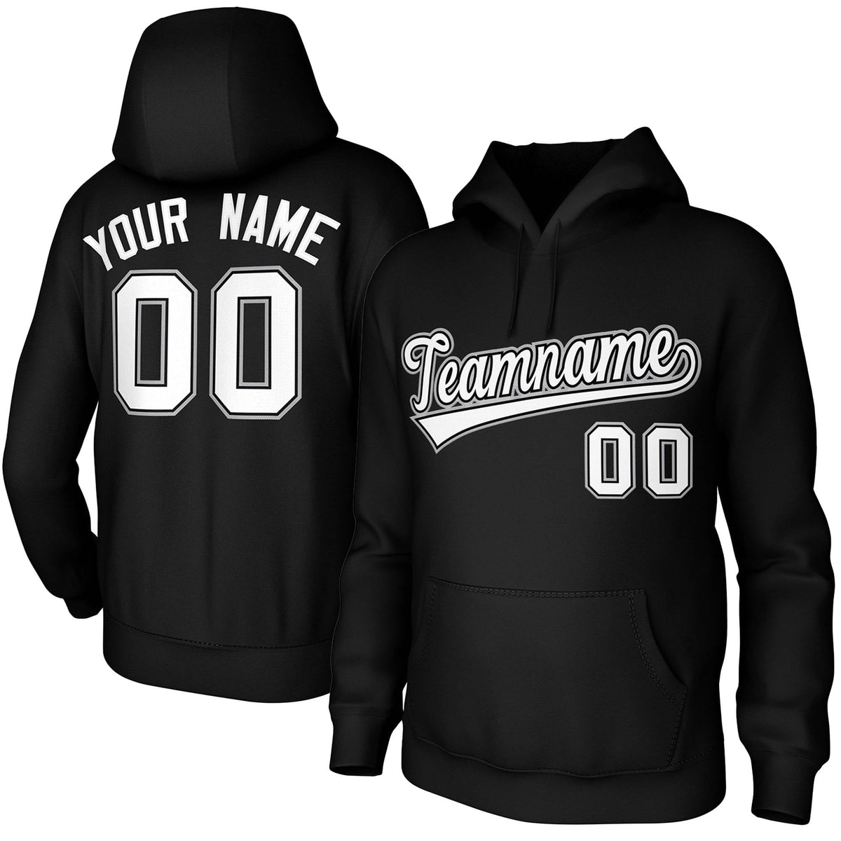 Custom Black White-Black-Gray Classic Style Sports Uniform Pullover Hoodie| KXKSHOP
